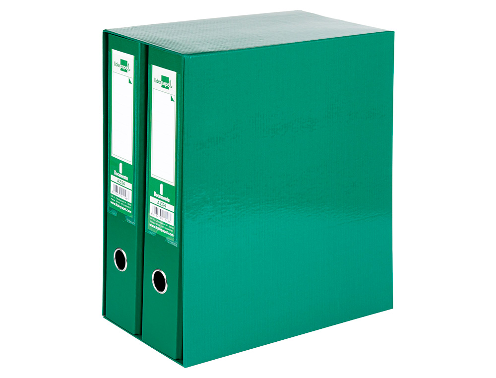 MODULO LIDERPAPEL 2 ARCHIVADORES FOLIO 2 ANILLAS MECANISMO DE PALANCA 75MM VERDE