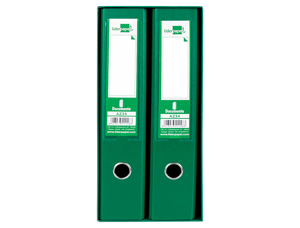 MODULO LIDERPAPEL 2 ARCHIVADORES FOLIO 2 ANILLAS MECANISMO DE PALANCA 75MM VERDE