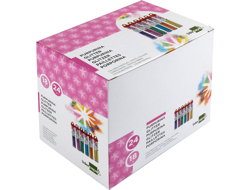 PURPURINA LIDERPAPEL FANTASIA COLORES METALICOS PASTELES BOTE DE 18 GR