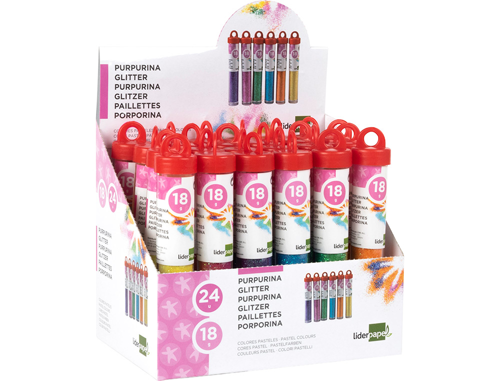 PURPURINA LIDERPAPEL FANTASIA COLORES METALICOS PASTELES BOTE DE 18 GR