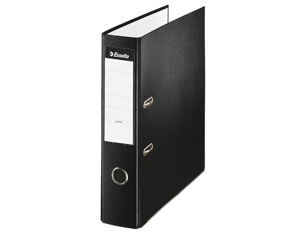 ARCHIVADOR DE PALANCA ESSELTE CARTON FORRADO PVC FOLIO LOMO DE 75 MM CON RADO NEGRO