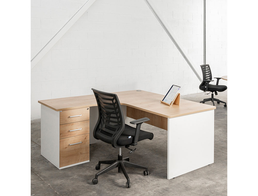 MESA ROCADA SERIE WORK 160X120 CM DERECHA ACABADO AW04 BLANCO/BLANCO