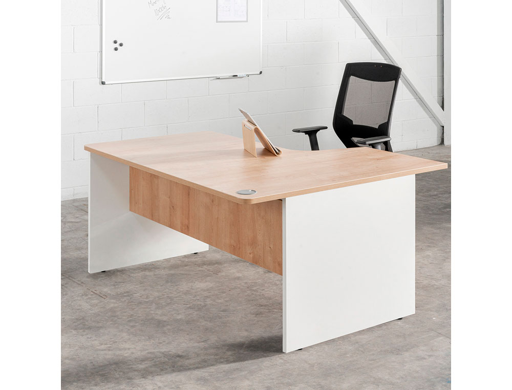 MESA ROCADA SERIE WORK 160X110X76 CM IZQUIERDA ACABADO AW04 BLANCO/BLANCO