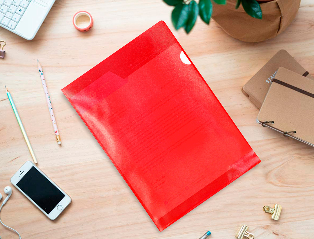 CARPETA DOSSIER UERO PLASTICO Q-CONNECT DIN A4 120 MICRAS COLORES SURTIDOS CAJA DE 100 UNIDADES