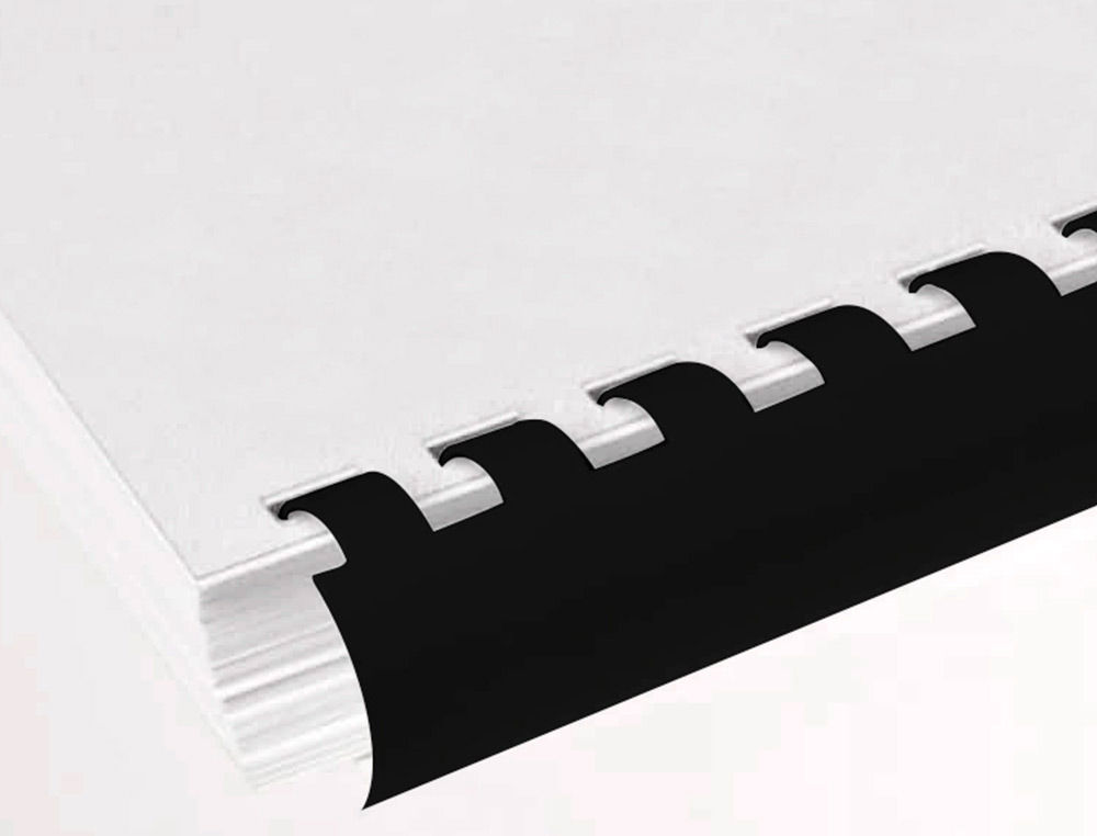 CANUTILLO Q-CONNECT REDONDO 16 MM PLASTICO NEGRO CAPACIDAD 145 HOJAS CAJA DE 50 UNIDADES