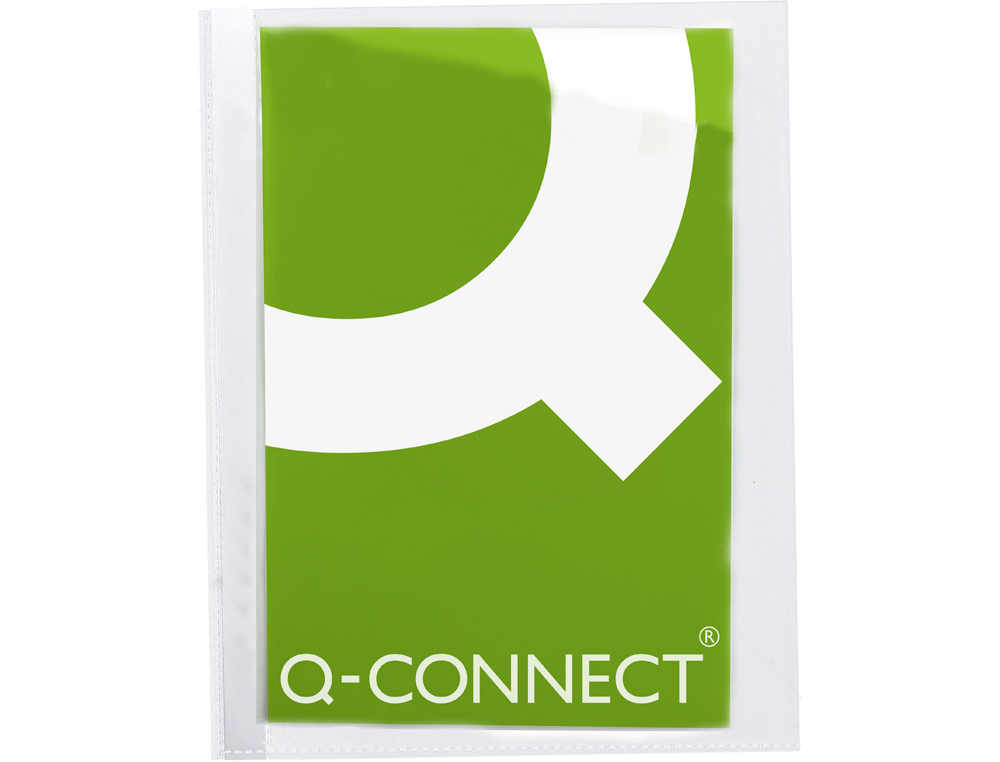 FUNDA PROTECTORA Q-CONNECT CORTE OBLICUO 290X195 CRISTAL SIN TALADROS PVC 90MC CAJA DE 100 UNIDADES