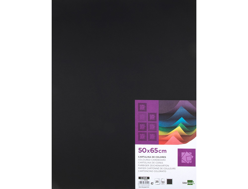 CARTULINA LIDERPAPEL 50X65 CM 240G/M2 NEGRO PAQUETE DE 25 HOJAS