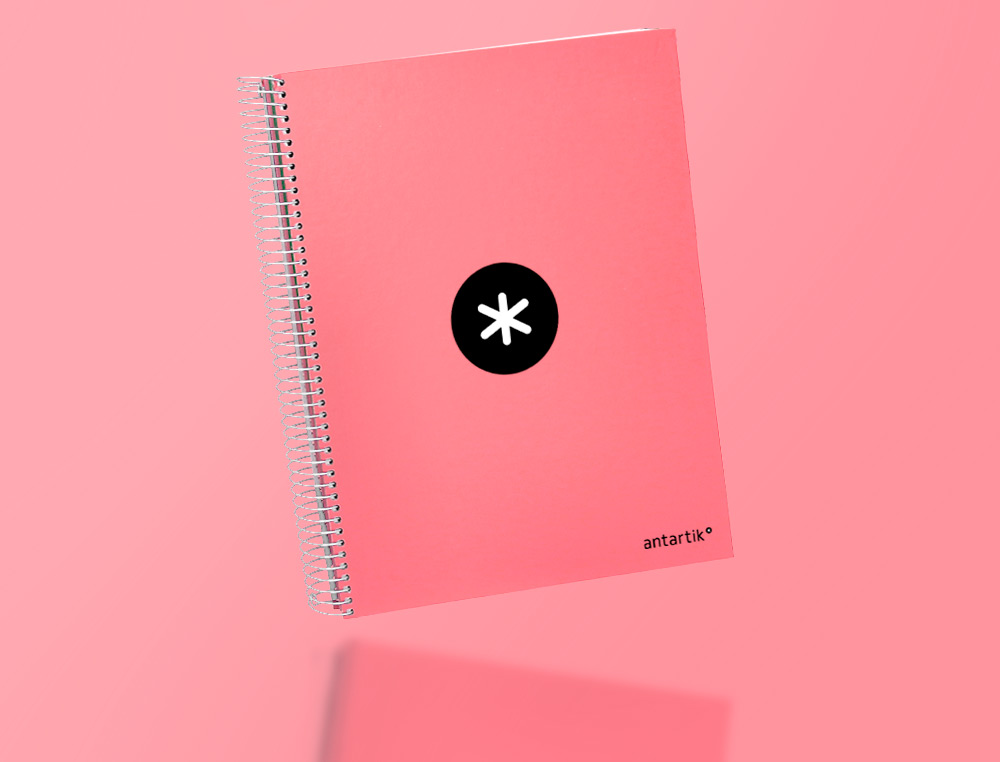 CUADERNO ESPIRAL LIDERPAPEL A4 MICRO ANTARTIK TAPA FORRADA120H 100 GR CUADRO 5MM 5 BANDA4 TALADROS COLOR CORAL