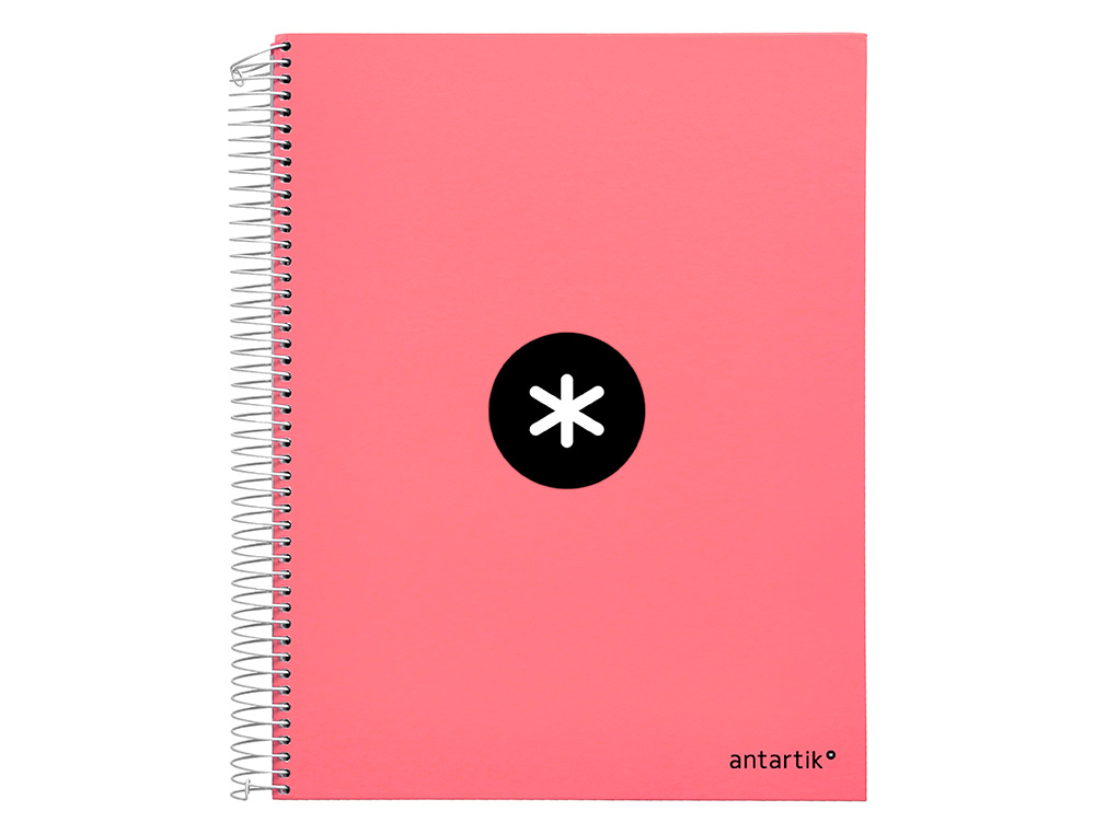 CUADERNO ESPIRAL LIDERPAPEL A4 MICRO ANTARTIK TAPA FORRADA120H 100 GR CUADRO 5MM 5 BANDA4 TALADROS COLOR CORAL