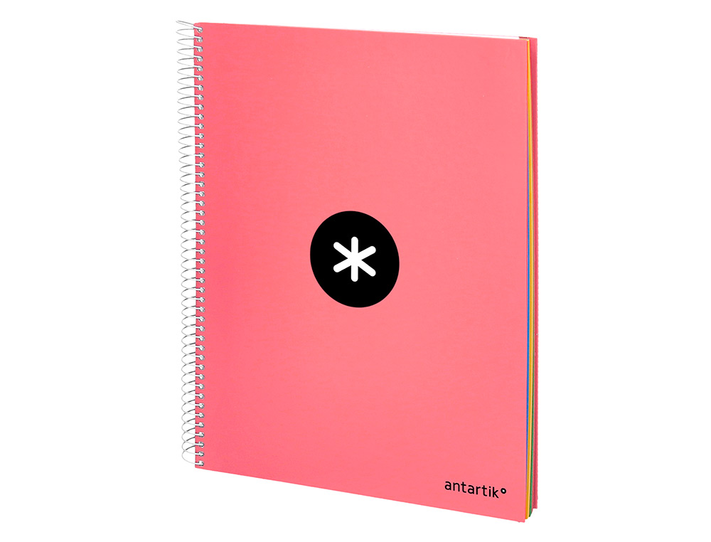 CUADERNO ESPIRAL LIDERPAPEL A4 MICRO ANTARTIK TAPA FORRADA120H 100 GR CUADRO 5MM 5 BANDA4 TALADROS COLOR CORAL