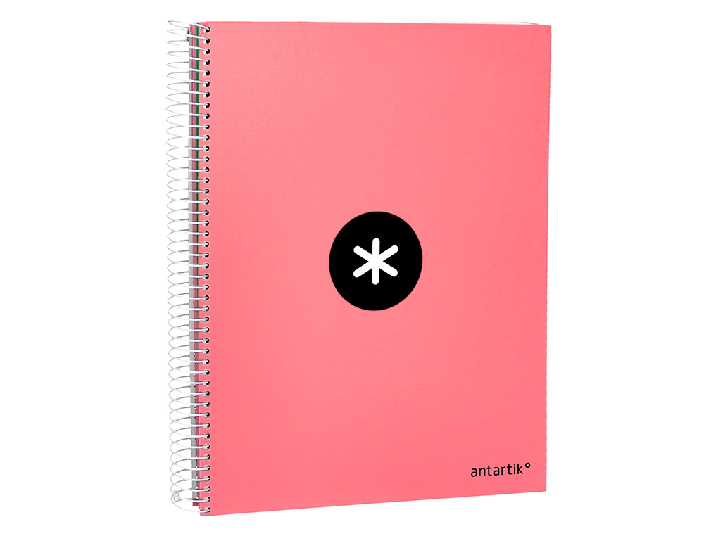 CUADERNO ESPIRAL LIDERPAPEL A4 MICRO ANTARTIK TAPA FORRADA120H 100 GR CUADRO 5MM 5 BANDA4 TALADROS COLOR CORAL