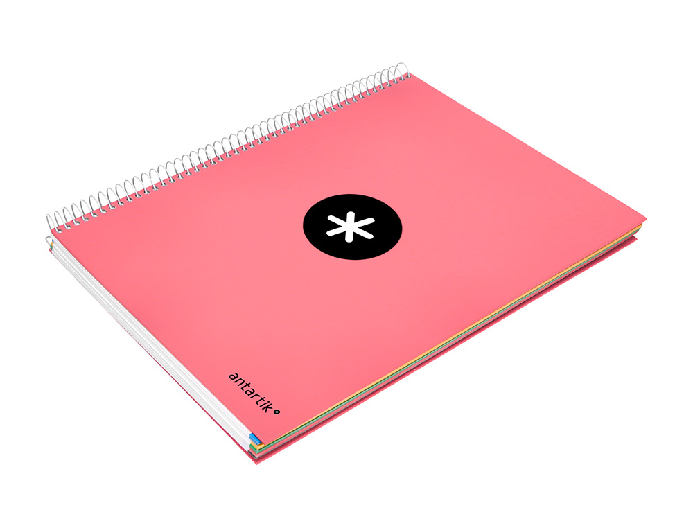 CUADERNO ESPIRAL LIDERPAPEL A4 MICRO ANTARTIK TAPA FORRADA120H 100 GR CUADRO 5MM 5 BANDA4 TALADROS COLOR CORAL