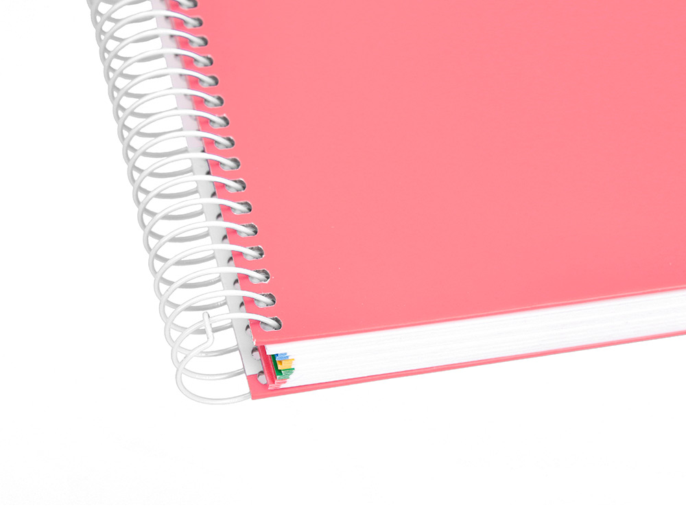 CUADERNO ESPIRAL LIDERPAPEL A4 MICRO ANTARTIK TAPA FORRADA120H 100 GR CUADRO 5MM 5 BANDA4 TALADROS COLOR CORAL
