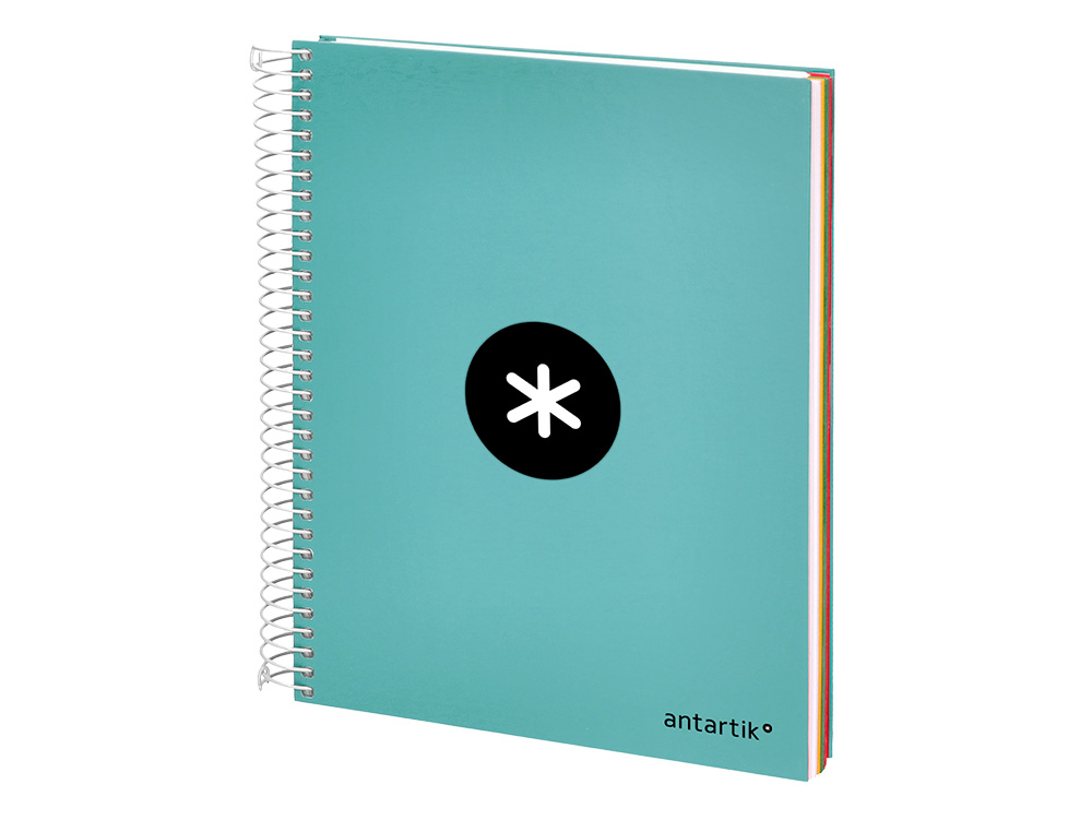 CUADERNO ESPIRAL LIDERPAPEL A5 MICRO ANTARTIK TAPA FORRADA120H 90 GR CUADRO 5 MM 5 BANDA6 TALADROS COLOR MENTA