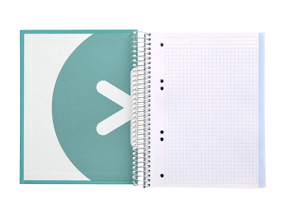 CUADERNO ESPIRAL LIDERPAPEL A5 MICRO ANTARTIK TAPA FORRADA120H 90 GR CUADRO 5 MM 5 BANDA6 TALADROS COLOR MENTA