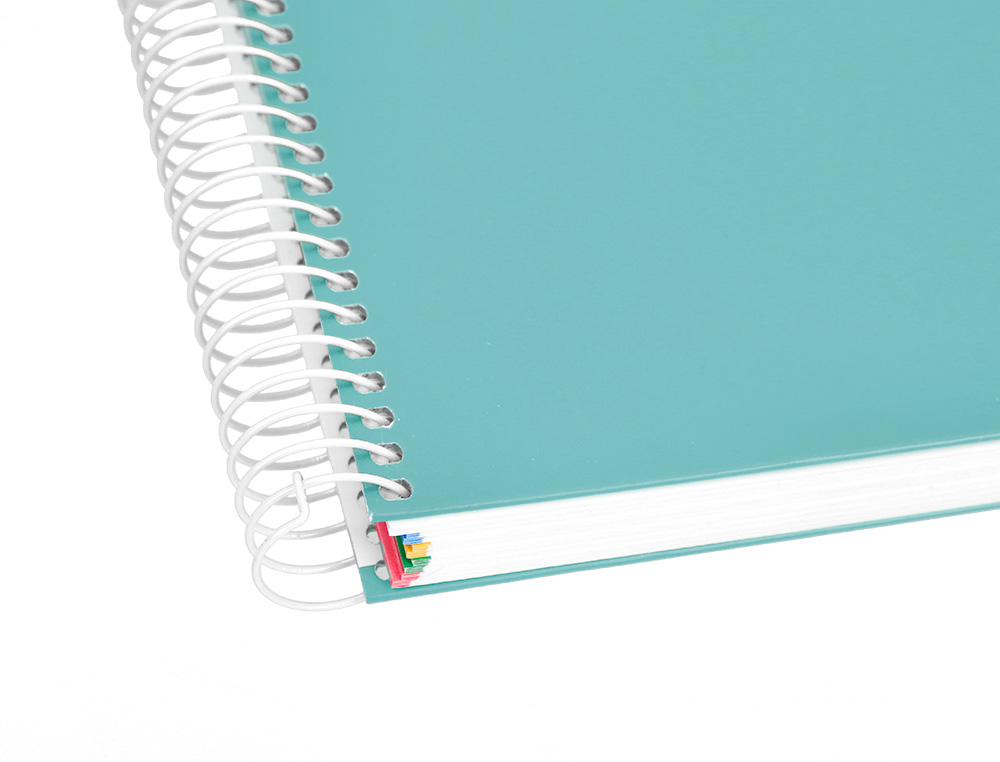 CUADERNO ESPIRAL LIDERPAPEL A5 MICRO ANTARTIK TAPA FORRADA120H 90 GR CUADRO 5 MM 5 BANDA6 TALADROS COLOR MENTA