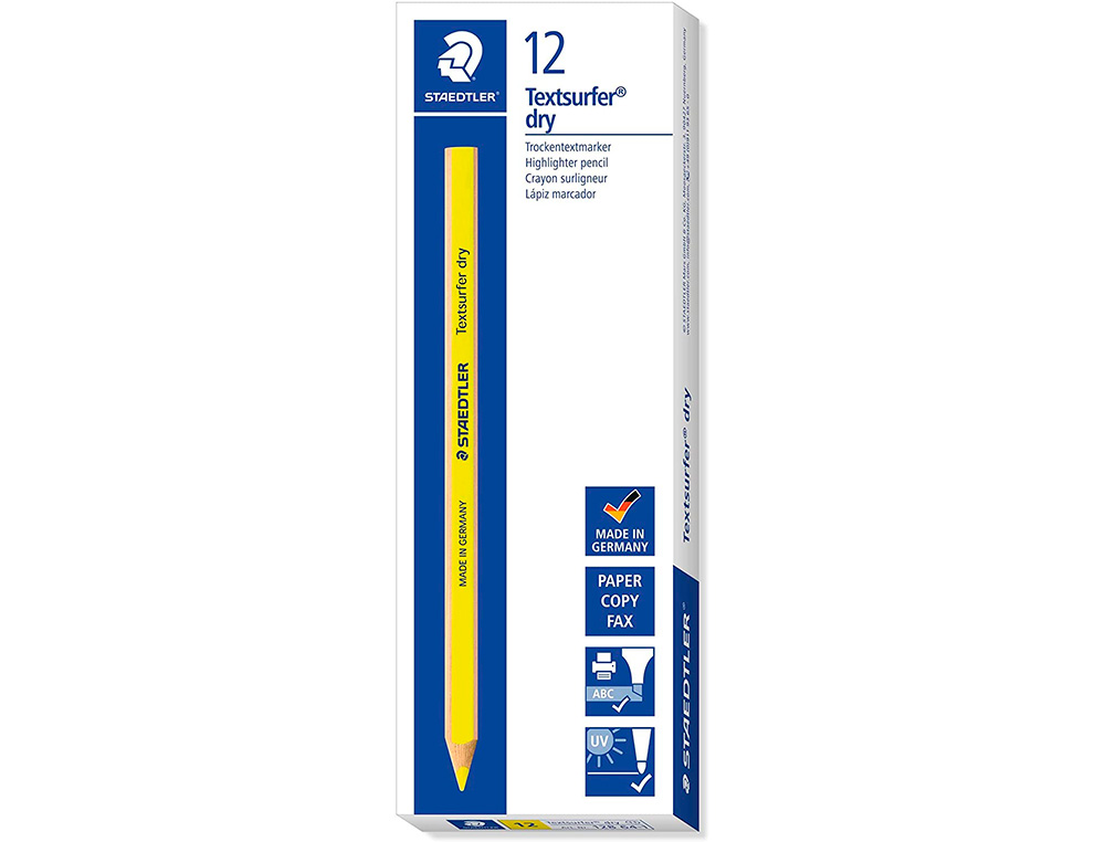 LAPICES FLUORESCENTE STAEDTLER TEXTSURFER DRY AMARILLO CAJA DE 12 UNIDADES