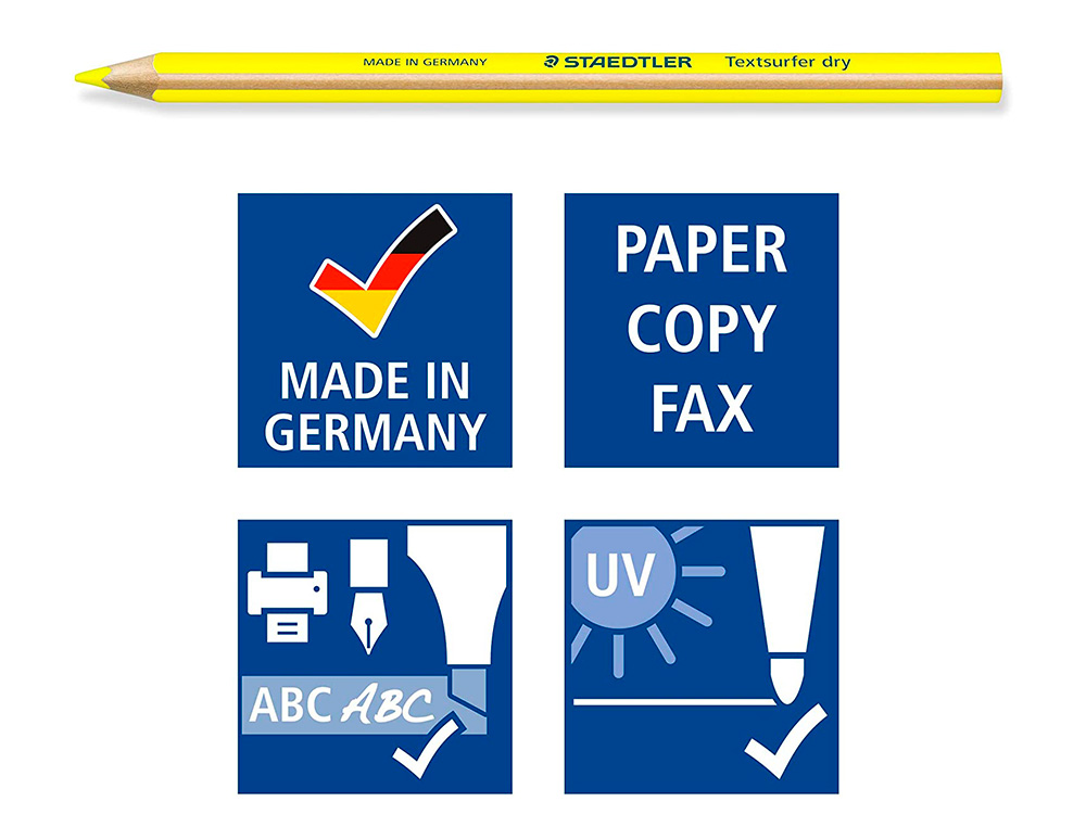 LAPICES FLUORESCENTE STAEDTLER TEXTSURFER DRY AMARILLO CAJA DE 12 UNIDADES