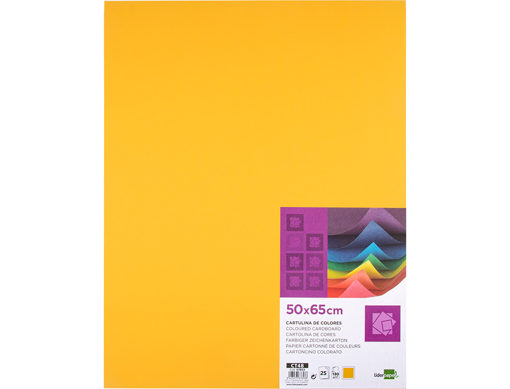 CARTULINA LIDERPAPEL 50X65 CM 180 GR ORO VIEJO PAQUETE DE 25 HOJAS