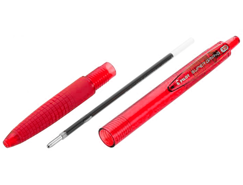 BOLIGRAFO PILOT SUPER GRIP G ROJO RETRACTIL SUJECION DE CAUCHO TINTA BASE DE ACEITE