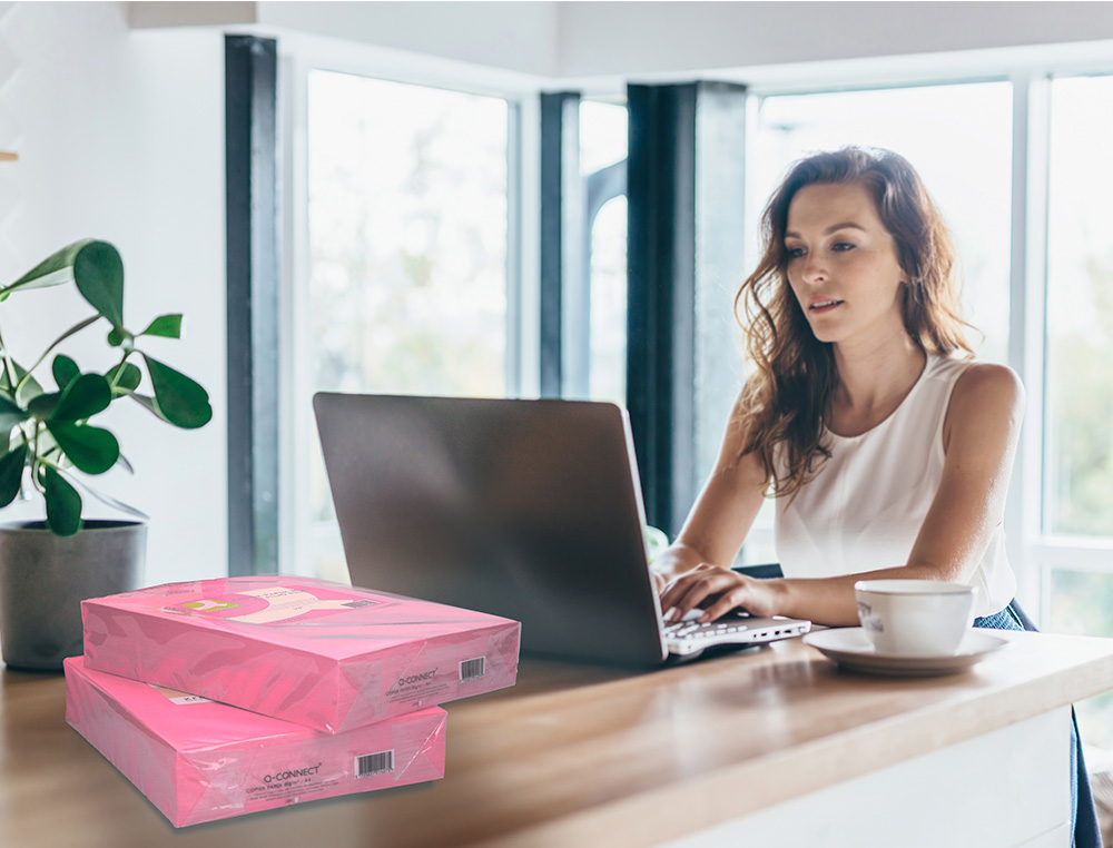 PAPEL COLOR Q-CONNECT DIN A4 80GR ROSA NEON PAQUETE DE 500 HOJAS