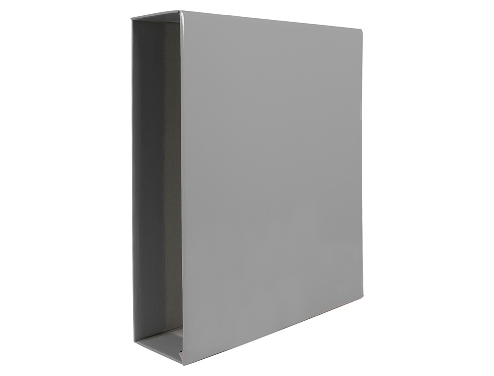 CAJA ARCHIVADOR LIDERPAPEL DE PALANCA CARTON FOLIO DOCUMENTA LOMO 75MM COLOR GRIS