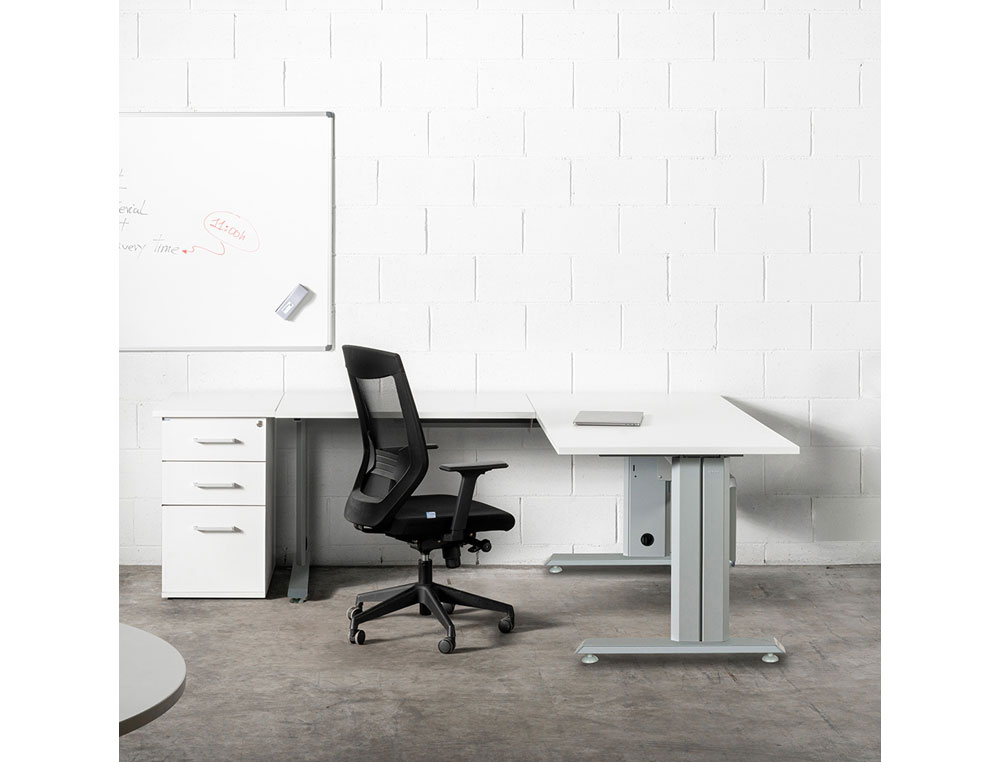 MESA DE OFICINA ROCADA METAL 2002AC04 ALUMINIO /BLANCO 160X80 CM