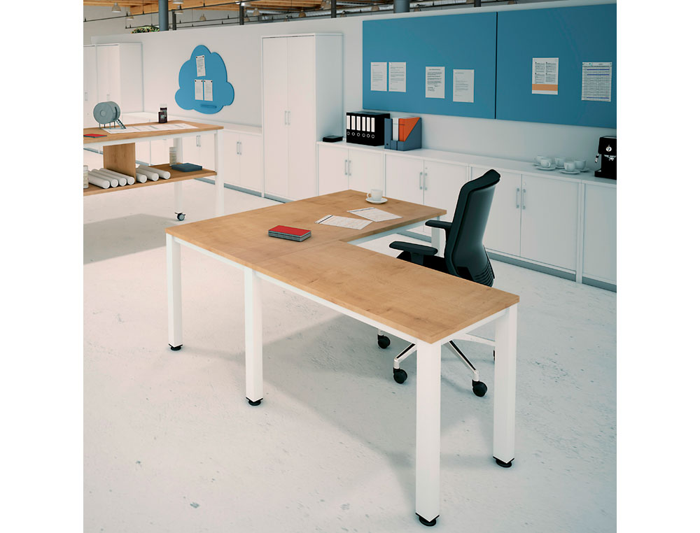 ALA PARA MESA ROCADA SERIE EXECUTIVE 60X 100 CM DERECHA O IZQUIERDA ACABADO AD01 ALUMINIO/ HAYA