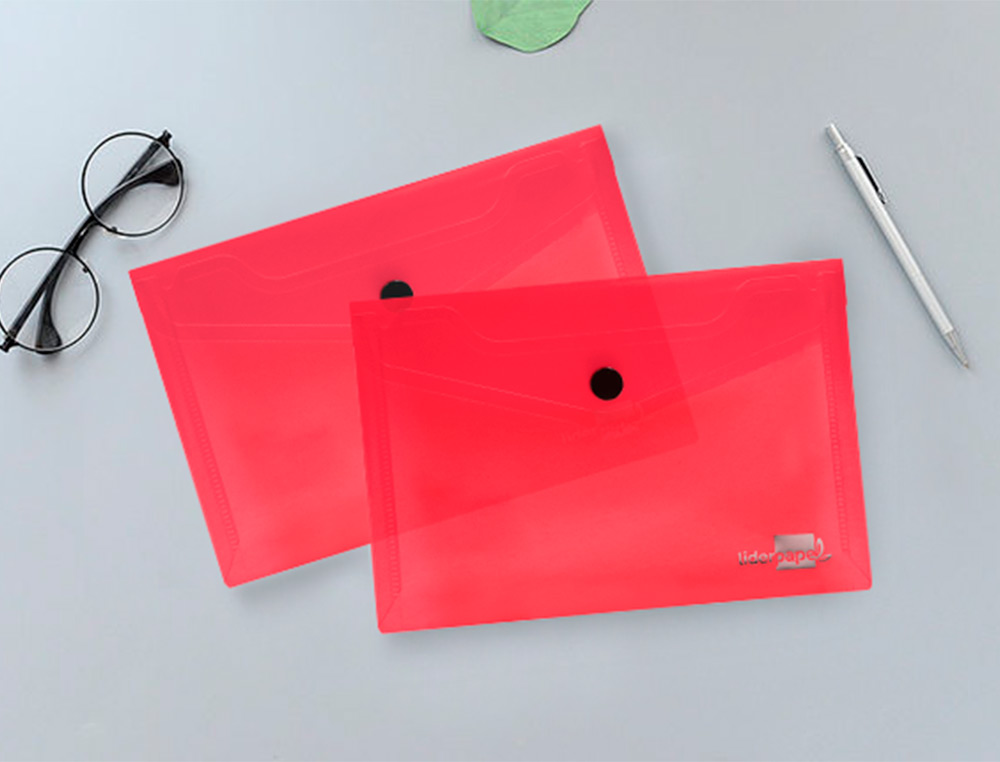 CARPETA LIDERPAPEL DOSSIER BROCHE POLIPROPILENO DIN A6 ROJO TRANSPARENTE