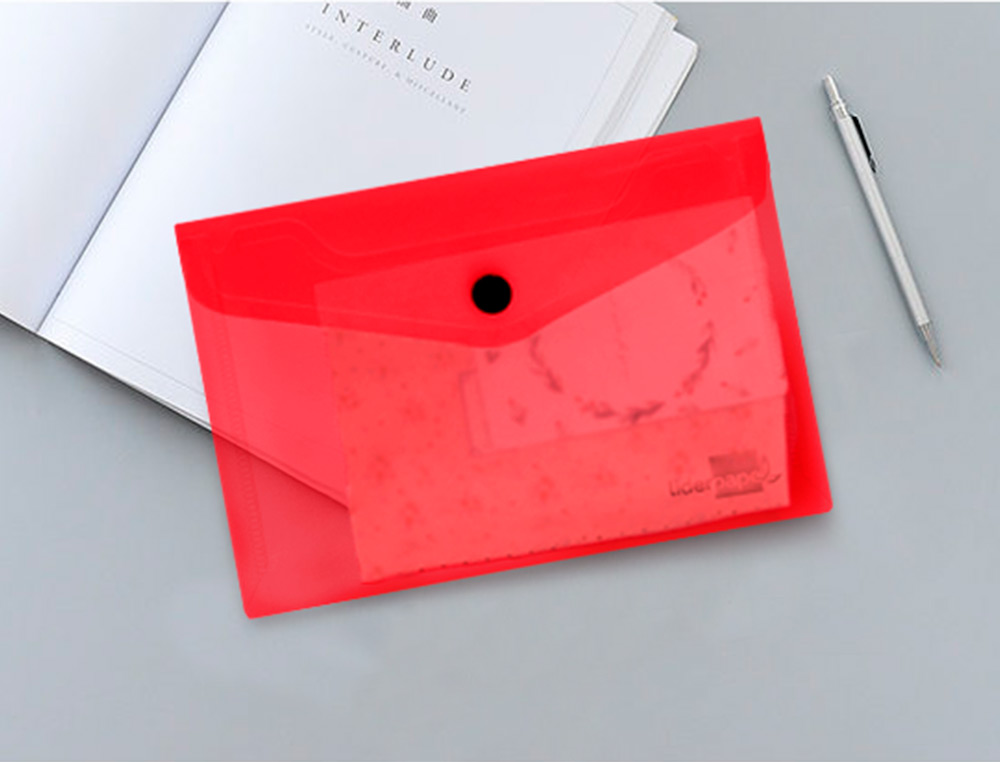 CARPETA LIDERPAPEL DOSSIER BROCHE POLIPROPILENO DIN A6 ROJO TRANSPARENTE