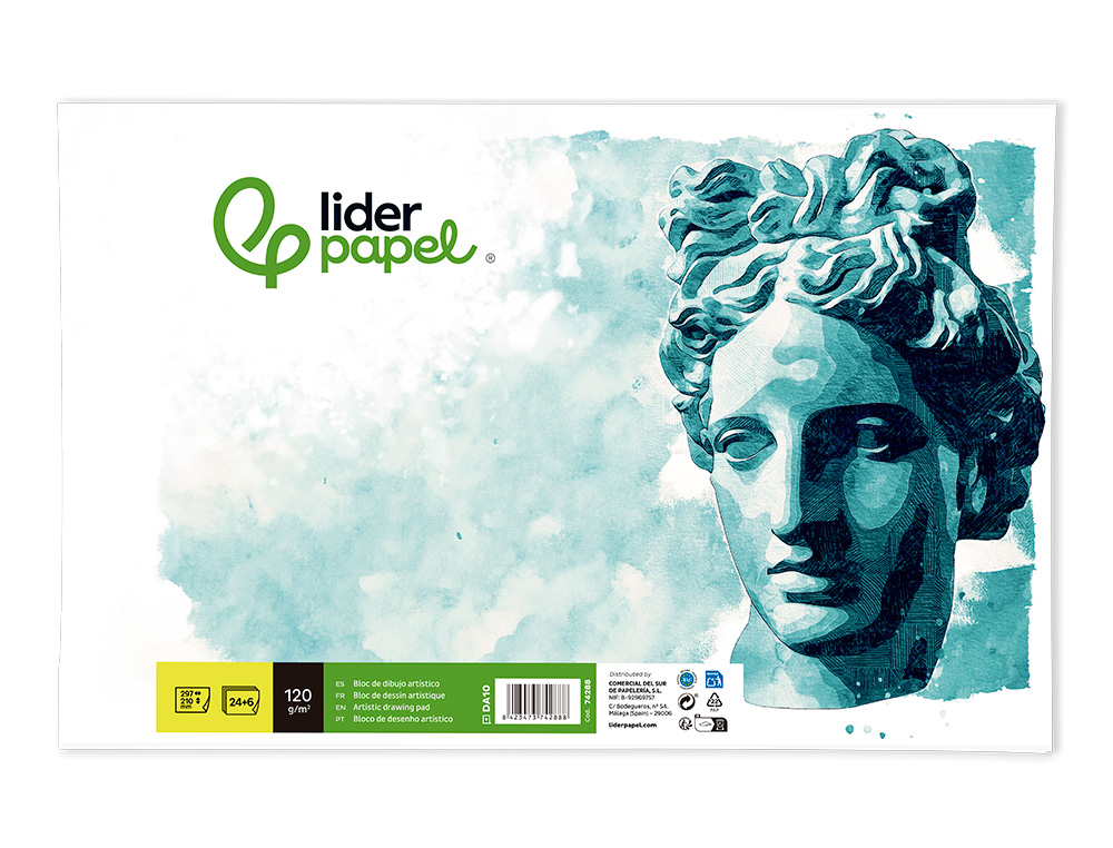 BLOC DIBUJO LIDERPAPEL ARTISTICO ENCOLADO 210X297 MM 30 HOJAS 120G/M2 SIN RECUADRO