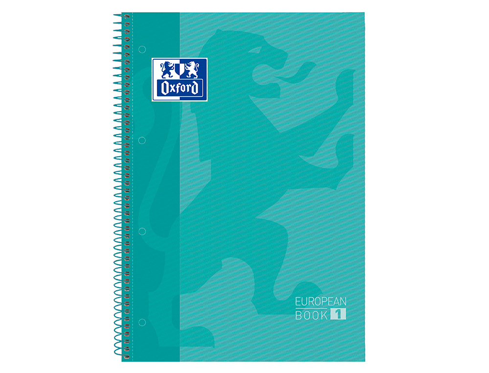 BLOC ESPIRAL OXFORD TAPA EXTRADURA MICROPERFORADO DIN A4 80 HOJAS CUADROS 5 MM COLOR MENTA HIELO