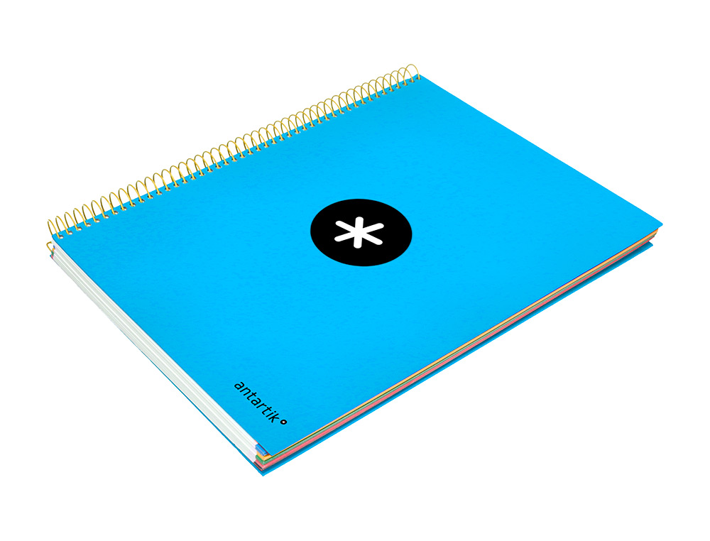 CUADERNO ESPIRAL A4 MICRO ANTARTIK TAPA FORRADA 120H 90 GR HORIZONTAL 5 BANDAS 4 TALADROS COLOR AZUL