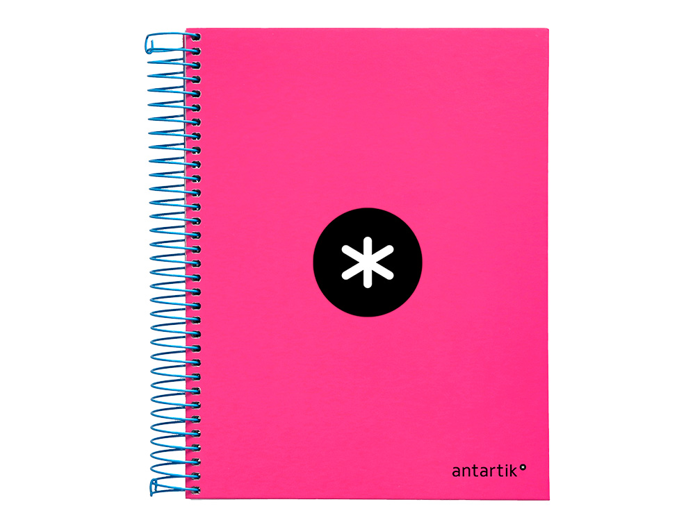 CUADERNO ESPIRAL A5 MICRO ANTARTIK TAPA FORRADA 120H 100 GR HORIZONTAL 5 BANDAS 6 TALADROS COLOR ROSA