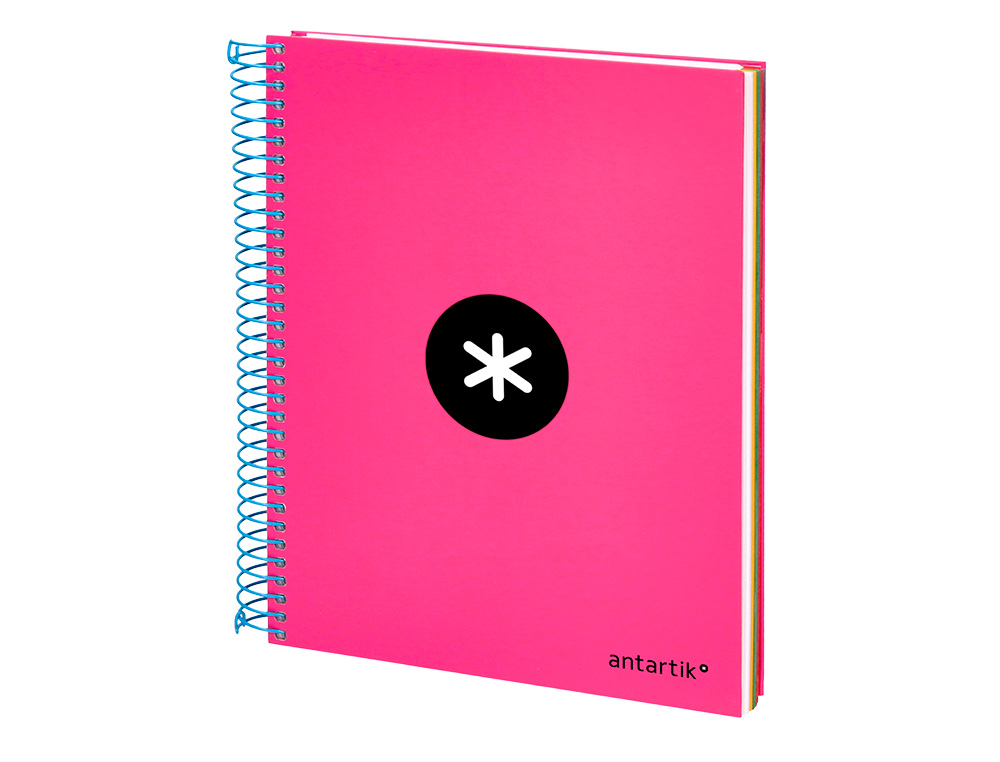 CUADERNO ESPIRAL A5 MICRO ANTARTIK TAPA FORRADA 120H 100 GR HORIZONTAL 5 BANDAS 6 TALADROS COLOR ROSA