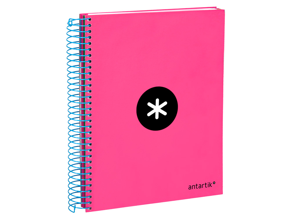 CUADERNO ESPIRAL A5 MICRO ANTARTIK TAPA FORRADA 120H 100 GR HORIZONTAL 5 BANDAS 6 TALADROS COLOR ROSA