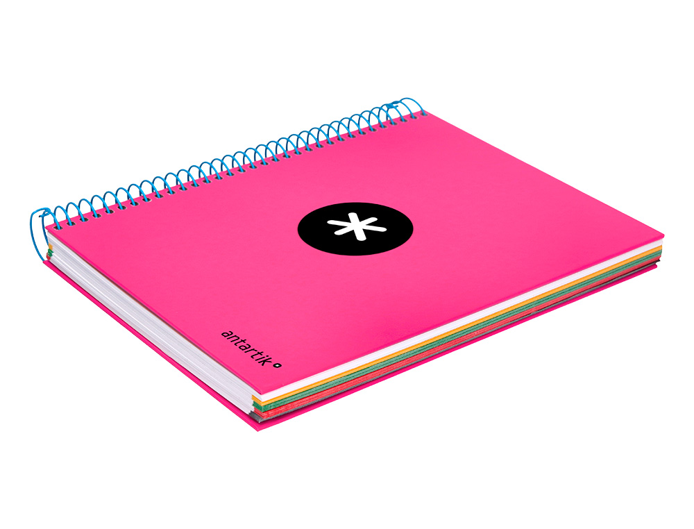 CUADERNO ESPIRAL A5 MICRO ANTARTIK TAPA FORRADA 120H 100 GR HORIZONTAL 5 BANDAS 6 TALADROS COLOR ROSA