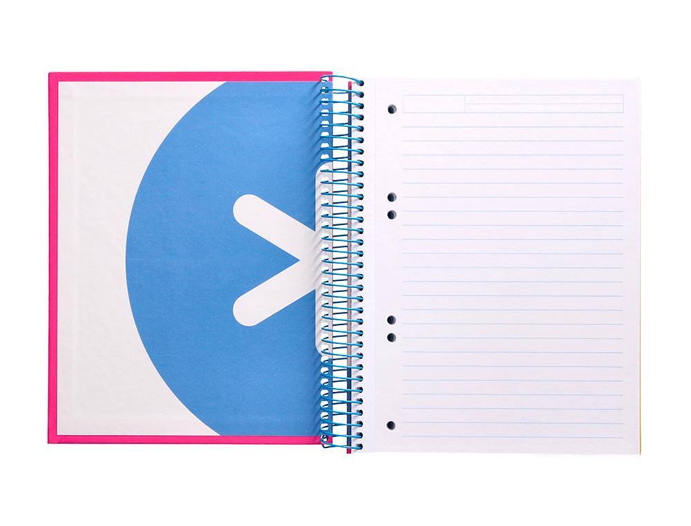 CUADERNO ESPIRAL A5 MICRO ANTARTIK TAPA FORRADA 120H 100 GR HORIZONTAL 5 BANDAS 6 TALADROS COLOR ROSA