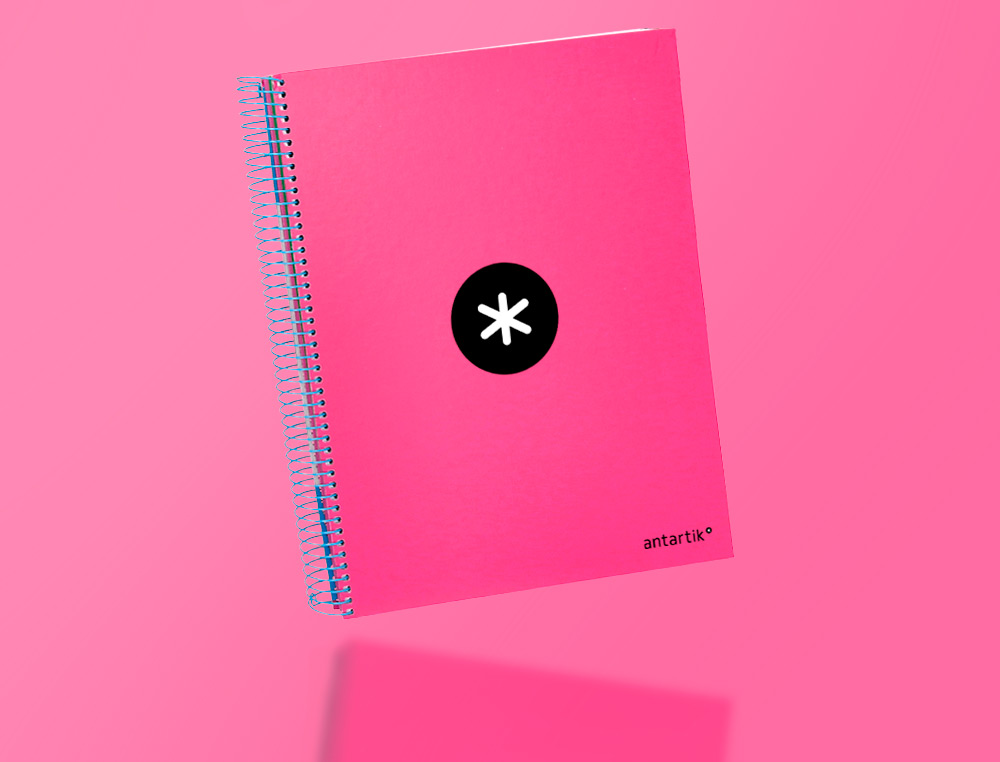 CUADERNO ESPIRAL A4 MICRO ANTARTIK TAPA FORRADA 120H 90 GR CUADRO 5MM 5 BANDAS 4 TALADROS COLOR ROSA