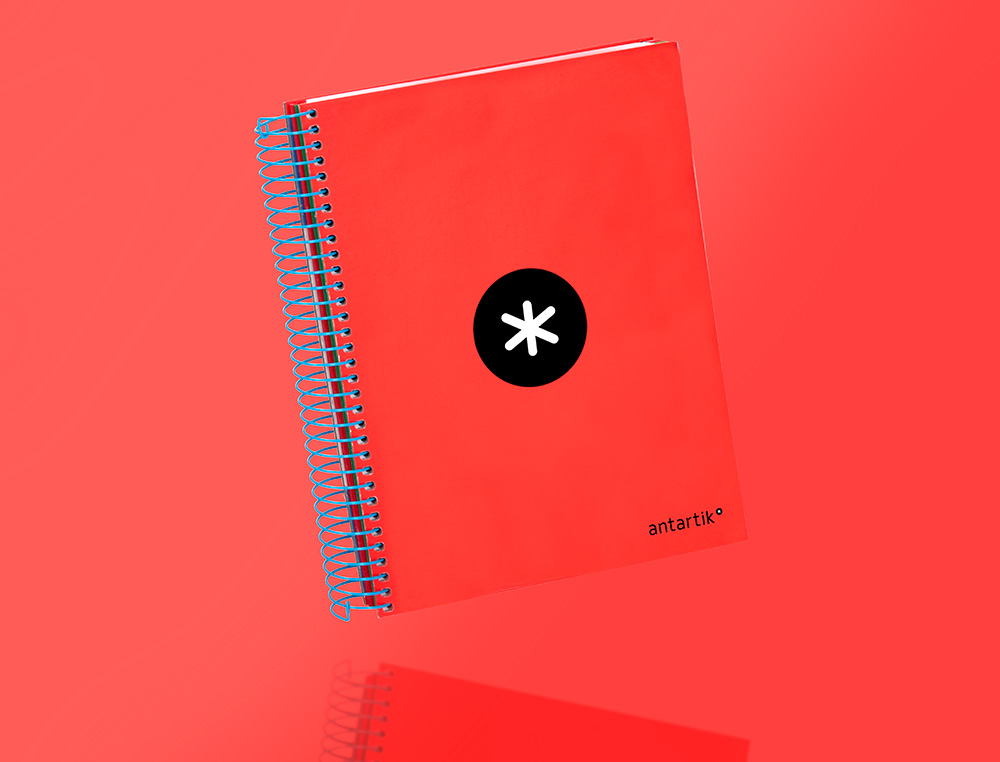 CUADERNO ESPIRAL A5 MICRO ANTARTIK TAPA FORRADA120H 90 GR CUADRO 5MM 5 BANDAS6 TALADROS COLOR ROJO