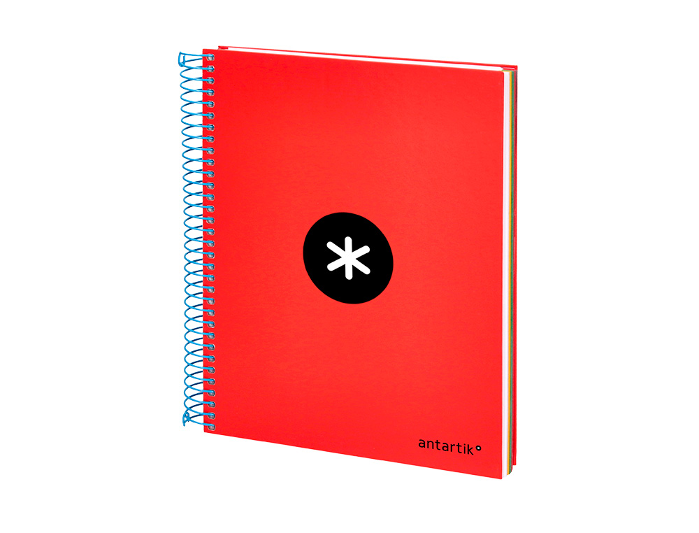 CUADERNO ESPIRAL A5 MICRO ANTARTIK TAPA FORRADA120H 90GR CUADRO 5MM 5 BANDAS 6 TALADROS COLORES SURTIDOS