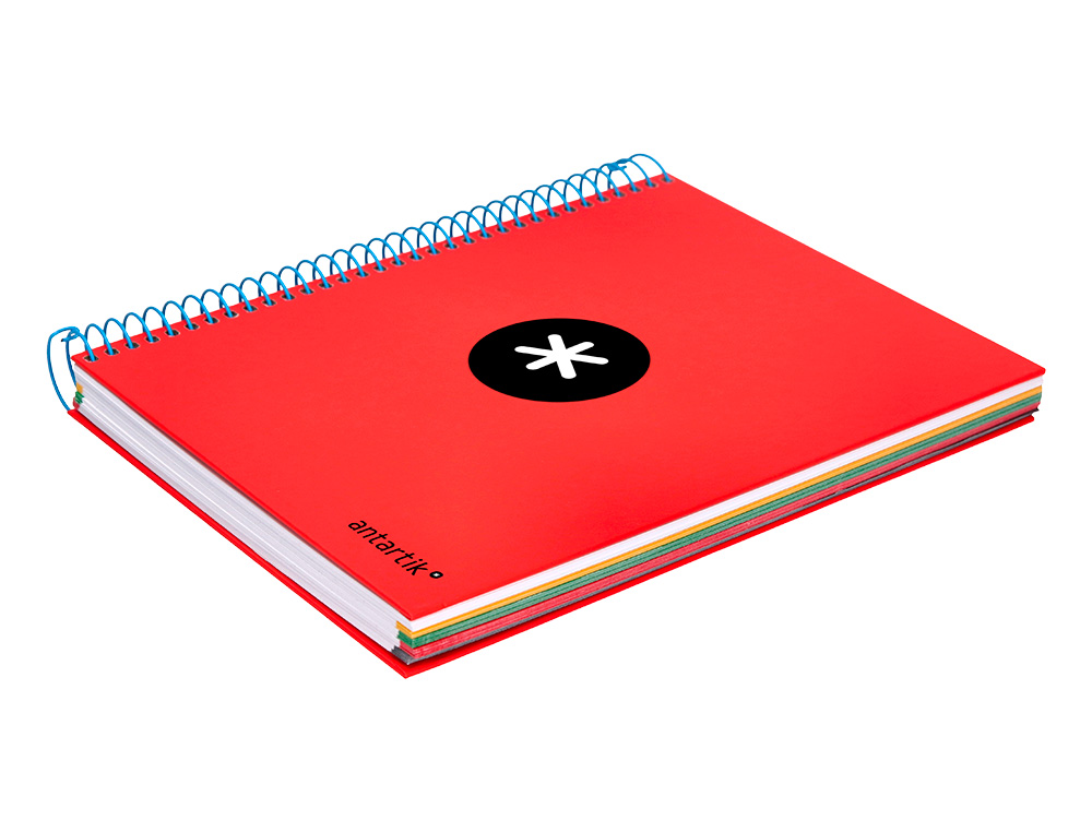 CUADERNO ESPIRAL A5 MICRO ANTARTIK TAPA FORRADA120H 90GR CUADRO 5MM 5 BANDAS 6 TALADROS COLORES SURTIDOS