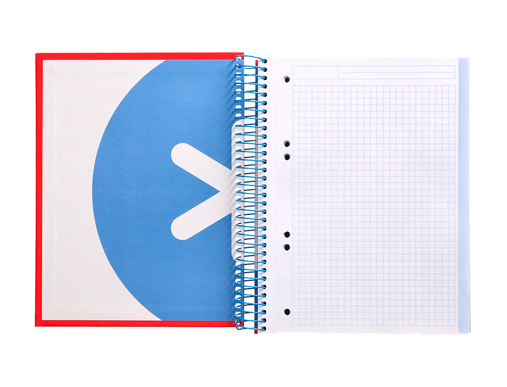 CUADERNO ESPIRAL A5 MICRO ANTARTIK TAPA FORRADA120H 90GR CUADRO 5MM 5 BANDAS 6 TALADROS COLORES SURTIDOS
