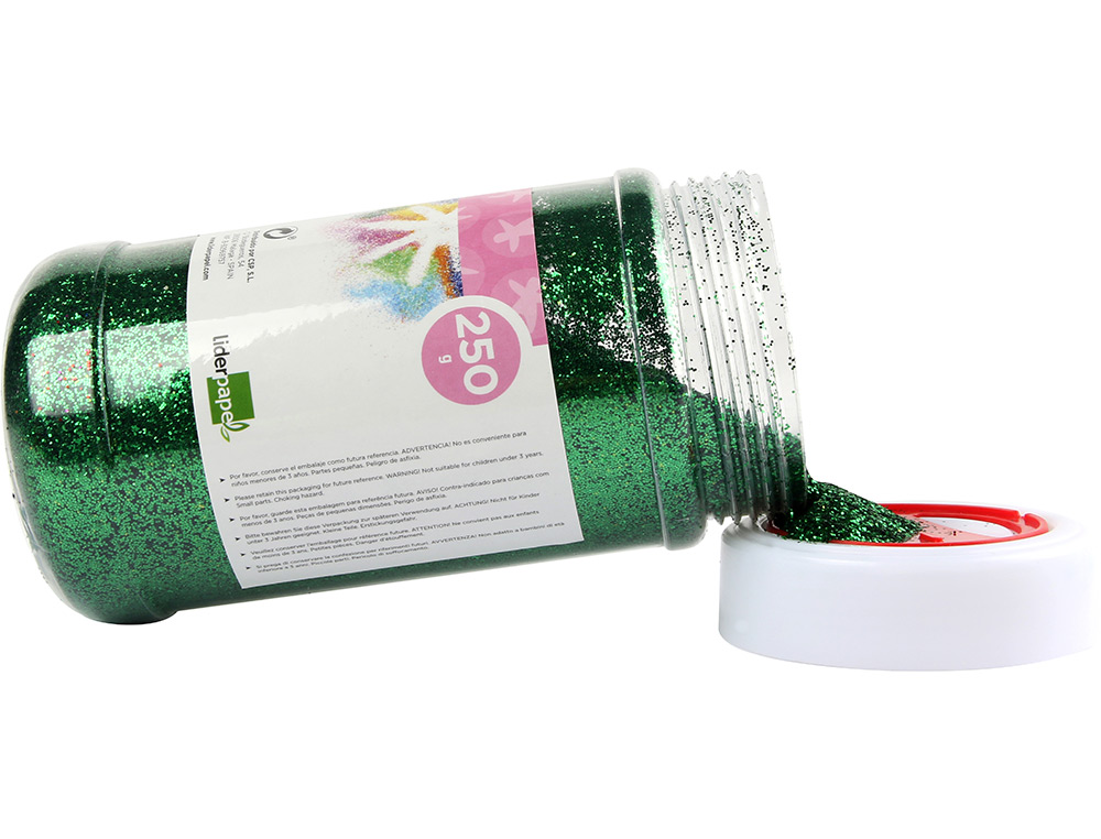 PURPURINA LIDERPAPEL FANTASIA COLOR VERDE METALIZADO BOTE DE 250 GR