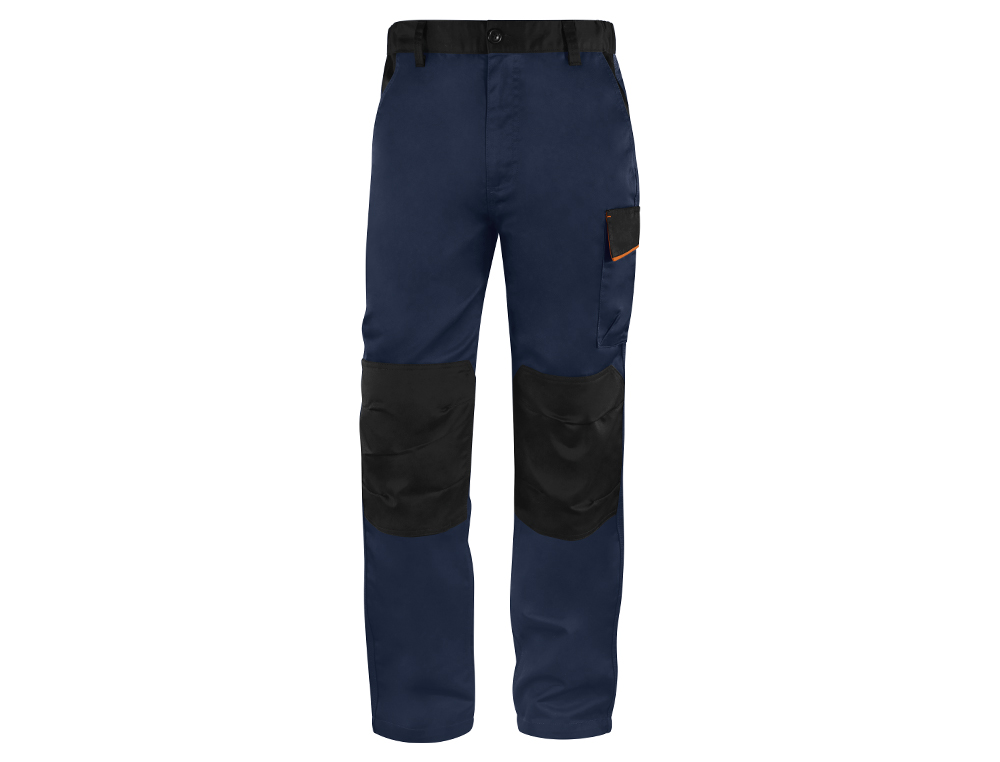 PANTALON DE TRABAJO DELTAPLUS CINTURA AJUSTABLE 5 BOLSILLOS COLOR AZUL NARANJA TALLA L