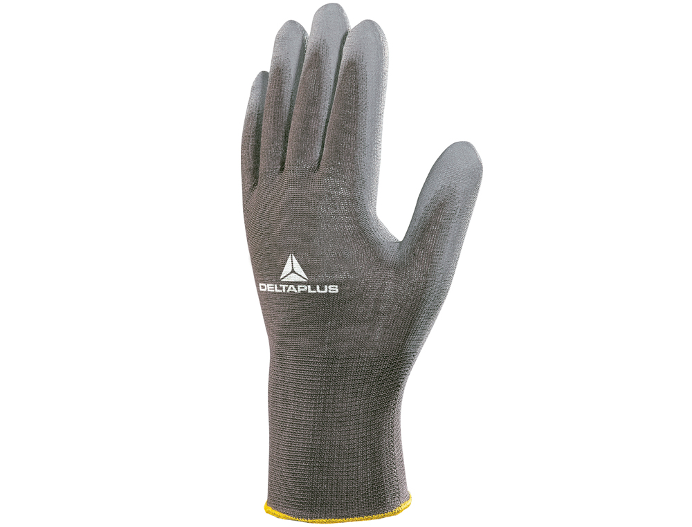 GUANTES DELTAPLUS POLIESTER ANTIDESLIZANTE LAVABLE ESPECIAL PARA MANIPULACION Y MANUTENCION GRIS TALLA 8