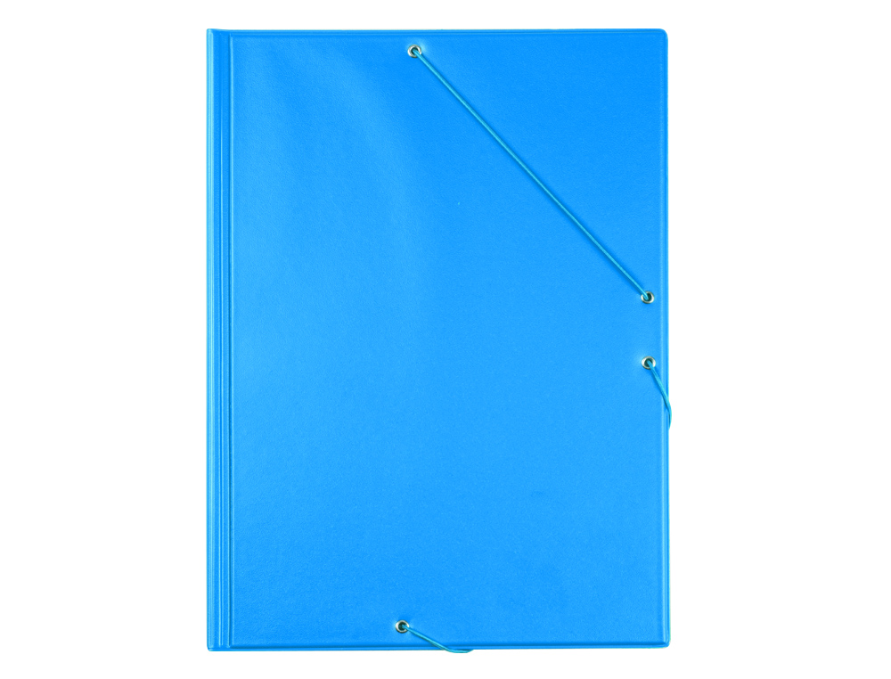 CARPETA LIDERPAPEL GOMAS TRES SOLAPAS CARTON FORRADO PVC FOLIO COLOR AZUL