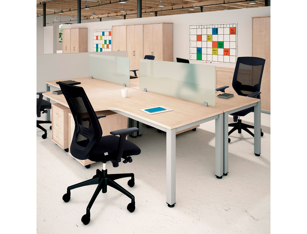 MESA ROCADA SERIE EXECUTIVE 160X110 CM IZQUIERDA ACABADO GRIS/BLANCO