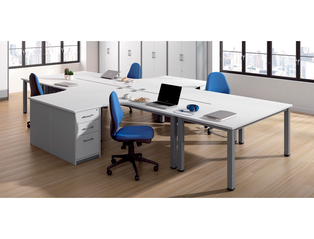 MESA ROCADA SERIE EXECUTIVE 180X110 CM IZQUIERDA ACABADO GRIS/GRIS