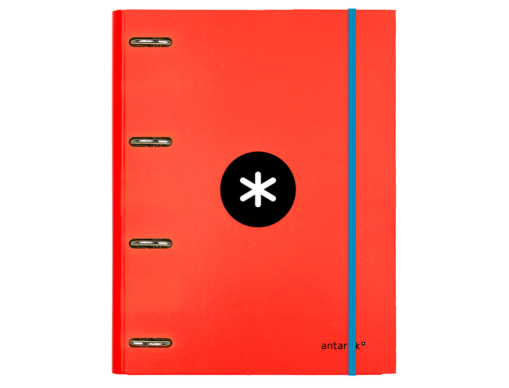 CARPETA CON RECAMBIO ANTARTIK A4 CUADRO 5MM FORRADA 4 ANILLAS 25MM REDONDAS COLOR ROJO